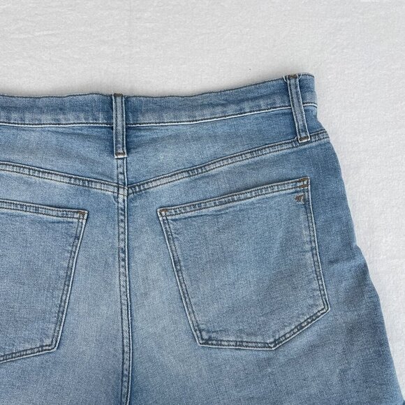 Madewell High-Rise Denim Shorts Frayed Hem Blue Wash Cotton Stretch Size 32 - Picture 13 of 13